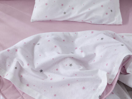 Σετ Σεντόνια Κούνιας Nene - Pink της Nima Bebe 100% Jersey Cotton Κούνιας (2 x 120x170 + 1 Μαξιλαροθήκη 30x40)
