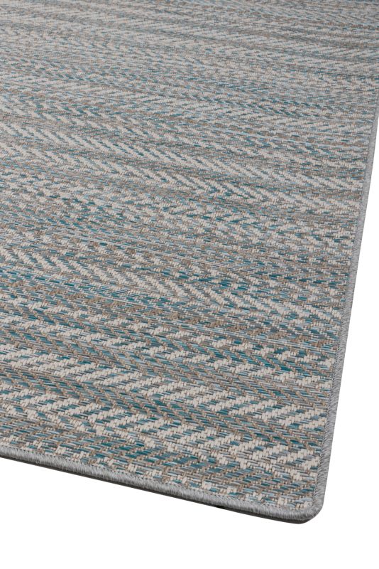 Ψάθινο χαλί Breeze 187/13 Γκρι Μπέζ Πετρόλ Ρίγες - 1,70x2,40 Colore Colori