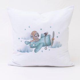 Μαξιλάρι Διακοσμητικό Printed Aviator 45 x 45 cm  100% Βαμβάκι Λευκό BOREA