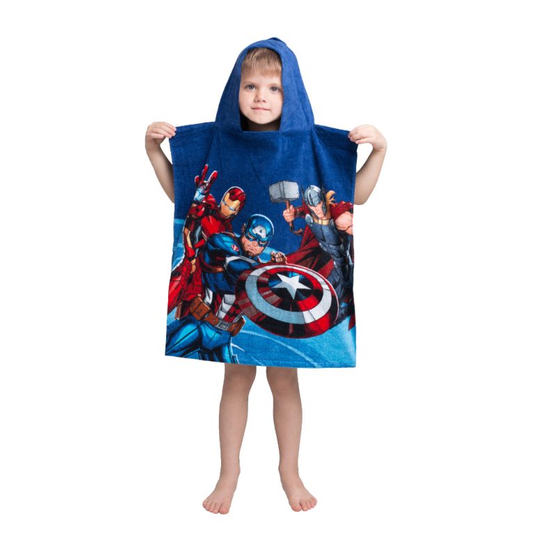 Παιδικό Πόντσο Βαμβακερό Βελούδινο Avengers 320gsm 50 x 115 cm  100% Βαμβακερό Μπλε BOREA - Image 2