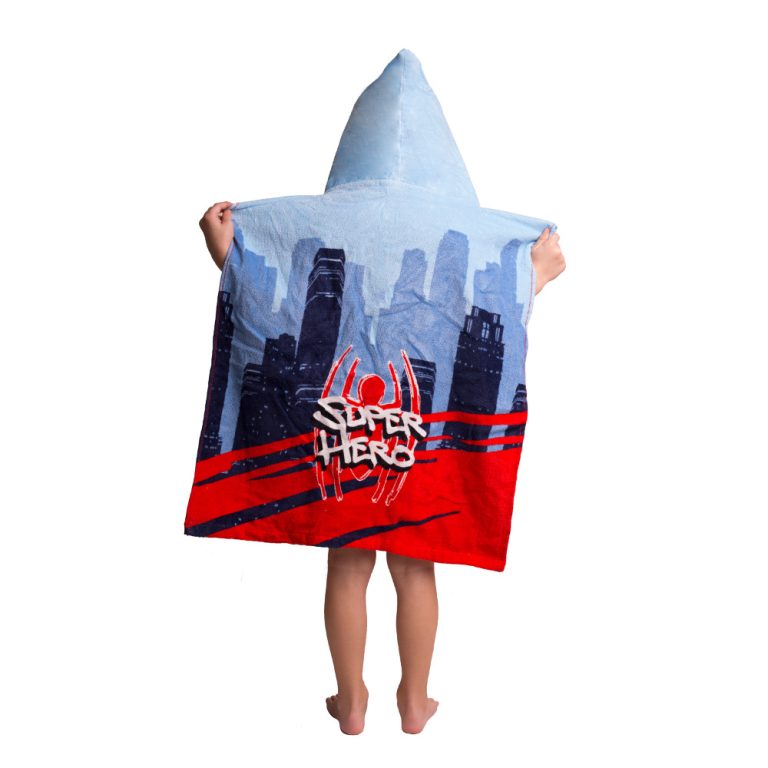 paidiko-pontso-vamvakero-veloudino-spiderman-back.jpg Παιδικό Πόντσο Βαμβακερό Βελούδινο Spiderman 320gsm 50 x 115 cm  100% Βαμβακερό Μπλε BOREA - Image 3
