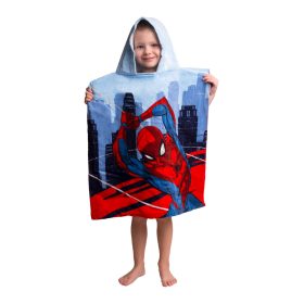 Παιδικό Πόντσο Βαμβακερό Βελούδινο Spiderman 320gsm 50 x 115 cm 100% Βαμβακερό Μπλε BOREA - Image 2
