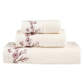 Πετσέτες Σετ 3ΤΜΧ Cherry Blossom 70 x 140 / 50 x 90 / 30 x 50 cm  100% Βαμβάκι Φυστικί BOREA - Image 5