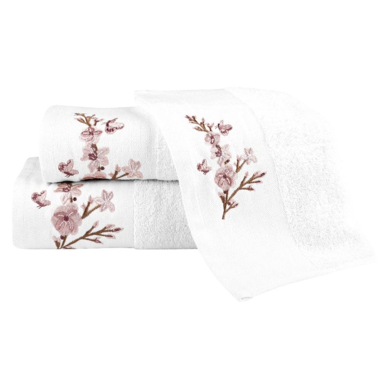 Πετσέτες Σετ 3ΤΜΧ Cherry Blossom 70 x 140 / 50 x 90 / 30 x 50 cm  100% Βαμβάκι Φυστικί BOREA - Image 7