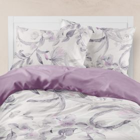 Σεντόνια Εμπριμέ Σετ Flore Λιλά Υπέρδιπλα (2) 240 x 260 cm + (2) 50 x 70 cm  100% Βαμβάκι Λιλά BOREA - Image 2