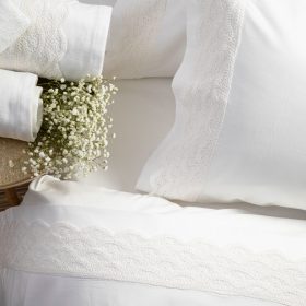 Σεντόνια Με Δαντέλα Σετ Ερατώ Υπέρδιπλα (2) 240 x 280 cm + (2) 50 x 70 cm  100% Βαμβάκι Λευκό BOREA - Image 4