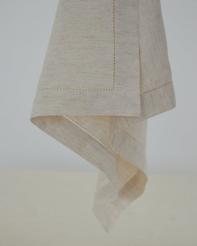 Μονόχρωμη Πετσέτα Φαγητού με Αζούρ Sintra 53x53cm 53x53cm Natural της Pennie - Image 1