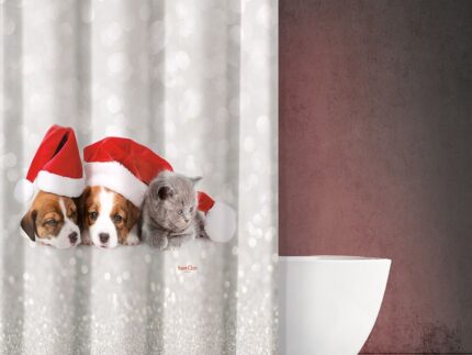 Κουρτίνα Μπάνιου Χριστουγεννιάτικη Des 411 με Κρίκους 180x200 της Saint Clair (100% POLYESTER)