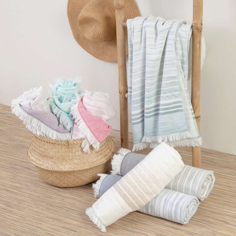 Πετσέτα Παρεό Κρόσσι Αφροδίτη 90 x 160 cm  100% Βαμβάκι Τυρκουάζ BOREA - Image 2