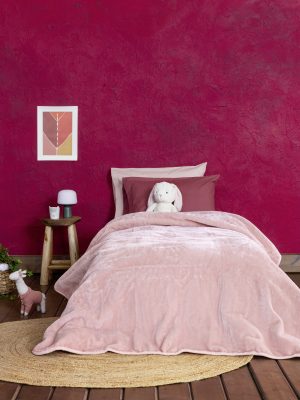 Κουβέρτα Βελουτέ Μονή 160x220 Coperta - Pink της Nima Kids Velour, 100% Polyester Μονή 160x220