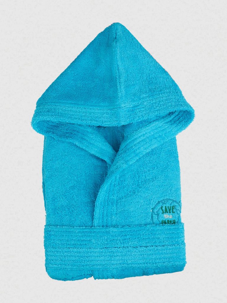 081-18-21-02.jpg Μπουρνούζι Παιδικό Eco Turquoise Ηλικία 6-8 SUNSHINEHOME - Image 2