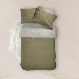 Παπλωματοθήκη Μονόχρωμη Solid Υπέρδιπλη 220 x 240 cm  100% Βαμβάκι Βεραμάν-Γκρι BOREA - Image 3