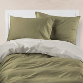 Παπλωματοθήκη Μονόχρωμη Solid Μονή 160 x 240 cm  100% Βαμβάκι Βεραμάν-Γκρι BOREA - Image 2