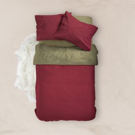 Παπλωματοθήκη Μονόχρωμη Solid Υπέρδιπλη 220 x 240 cm  100% Βαμβάκι Βεραμάν-Γκρι BOREA - Image 5