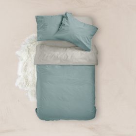 Παπλωματοθήκη Μονόχρωμη Solid Μονή 160 x 240 cm  100% Βαμβάκι Βεραμάν-Γκρι BOREA - Image 23