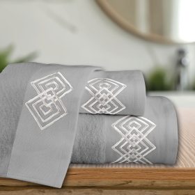 Πετσέτες Σετ 3ΤΜΧ Diamond 70 x 140 / 50 x 90 / 30 x 50 cm  100% Βαμβάκι Γκρι BOREA