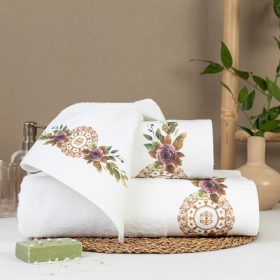 Πετσέτα Προσώπου Florence 50 x 90 cm  100% Βαμβάκι Εκρού BOREA