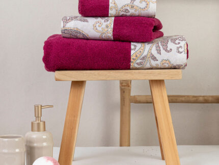 Πετσέτες Σετ 3ΤΜΧ Lorenzo 70 x 140 / 50 x 90 / 30 x 50 cm  100% Βαμβάκι Μπορντώ BOREA