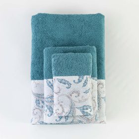 Πετσέτες Σετ 2ΤΜΧ Rubia 50 x 90 / 30 x 50 cm  100% Cotton Πετρόλ BOREA - Image 11