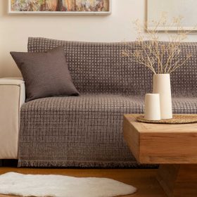 Ριχτάρι Σενίλ Πολυθρόνας Solana 180 x 180 cm  100% Πολυέστερ Καφέ BOREA