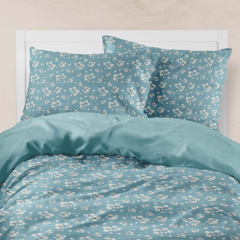 sentonia-emprime-set-jasmine-petrol-kontino.jpg Σεντόνια Εμπριμέ Σετ Jasmine Πετρόλ Υπέρδιπλα (2) 240 x 260 cm + (2) 50 x 70 cm  100% Βαμβάκι Πετρόλ BOREA - Image 2