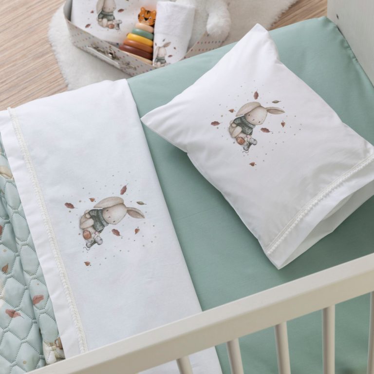 Κουβέρτα Κούνιας Λαγουδάκι 100 x 140 cm  100% Πολυέστερ Φυστικί BOREA - Image 2