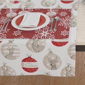 Τραπεζομάντηλο Χριστουγεννιάτικο Merry Christmas 140 x 180 cm 50% Βαμβάκι - 50% Polyester Εκρού BOREA