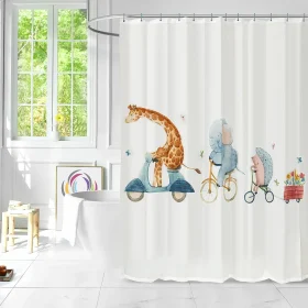 LINO ΚΟΥΡΤΙΝΑ ΜΠΑΝΙΟΥ FAMILIO 180X200 100% Πολυέστερ, Αδιάβροχο - Image 4