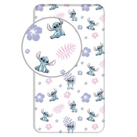 Σεντόνι Βαμβακερό Stitch Μονό Με Λάστιχο 90 x 200 cm + 25 cm 100% Βαμβάκι Λευκό BOREA