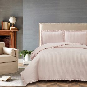 Κουβερλί Υπέρδιπλο Armony Κουβερλί (Pink) 100% prewashed microfiber ruffle & καπιτονέ κέντημα 220x240 Liolios Home