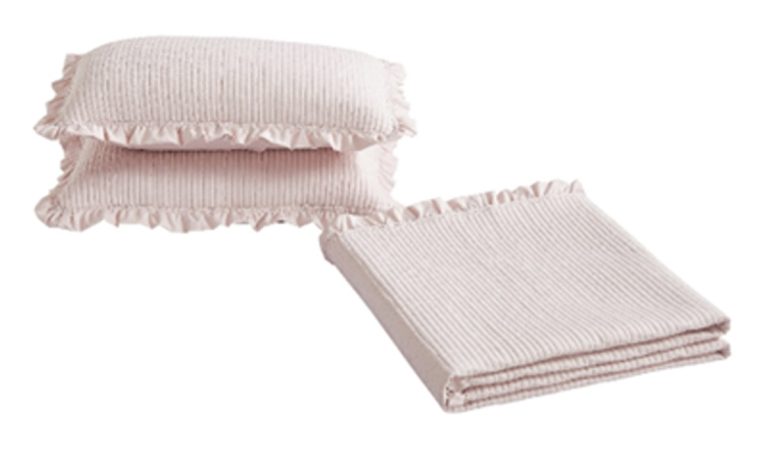 Κουβερλί Υπέρδιπλο Armony Κουβερλί (Pink) 100% prewashed microfiber ruffle & καπιτονέ κέντημα 220x240 Liolios Home - Image 2