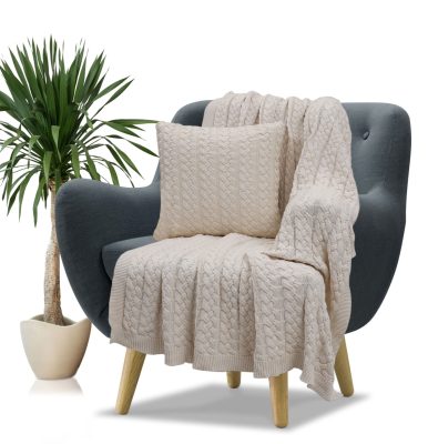 Classical Cable 50x50 Μαξιλάρι Διακοσμητικό with polyfiller (Natural) 100% cotton knitted Cushion 50x50 Liolios Home - Image 2