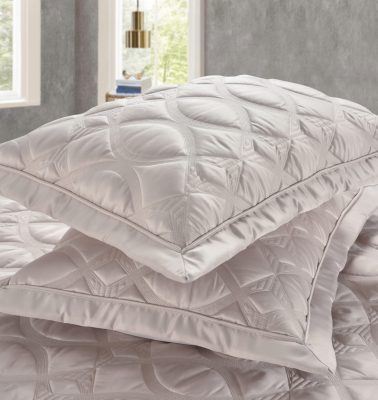 Monte Carlo (Lt Pudra) Σετ Κουβερλί/Κουβερτόριο 250x240 + Mαξ/θήκες 50x70/2τεμ 100%Silk/Satin & Καπιτονέ κέντημα Liolios Home - Image 3