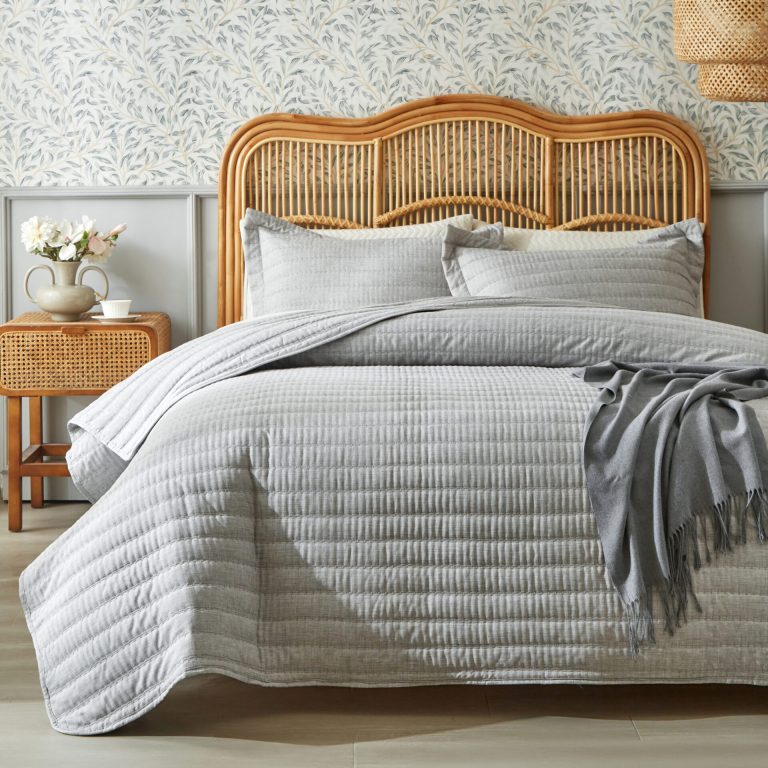 Κουβερλί Da Capo (Grey) 100% cationic/melange & καπιτονέ κέντημα Μαξ/θήκες 50x70/2τεμ Liolios Home - Image 1