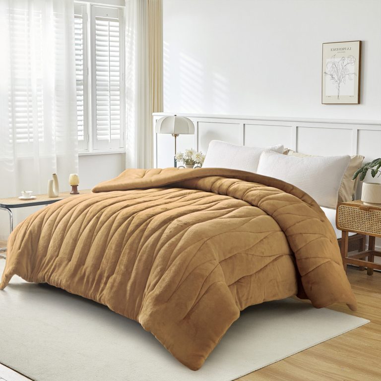 DOHA (Camel) Κουβερτοπάπλωμα 100% Jacquard Flannel 220x240 Liolios Home - Image 3