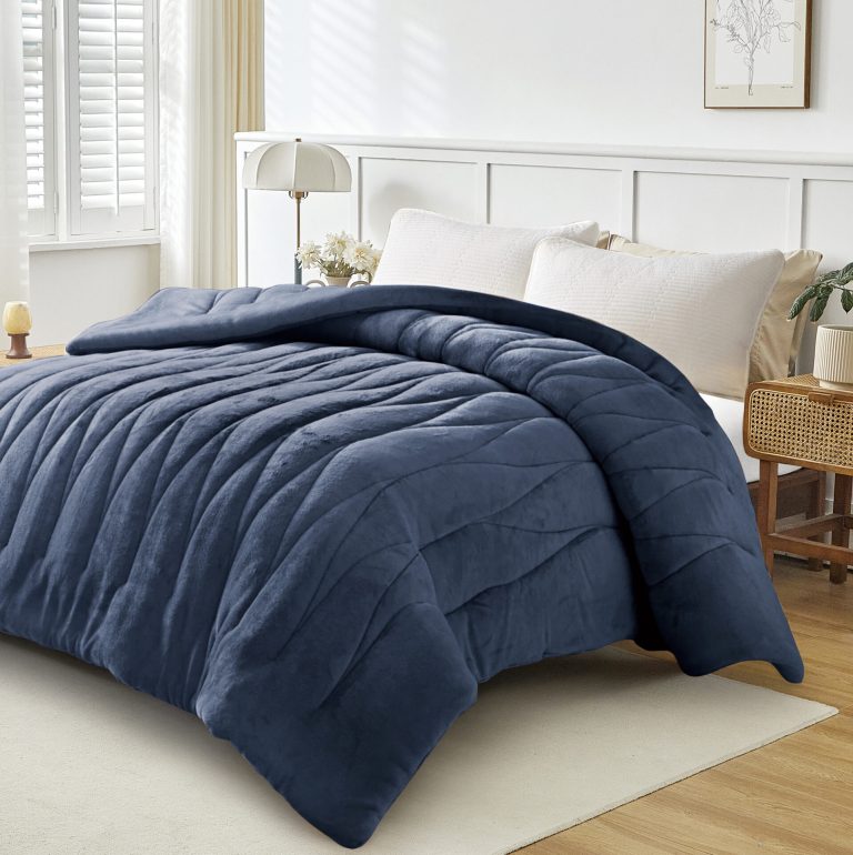 DOHA (Navy) Κουβερτοπάπλωμα 100% Jacquard Flannel 260x240 Liolios Home - Image 2