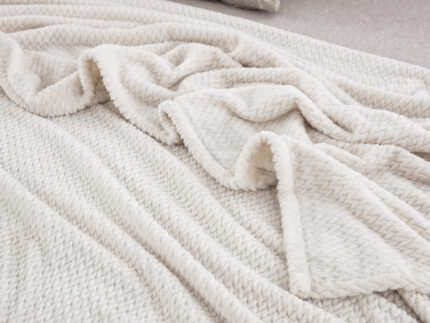 JF09 Cream 300gsm Κουβέρτα fleece Υπέρδιπλη 220x240 Liolios Home - Image 4