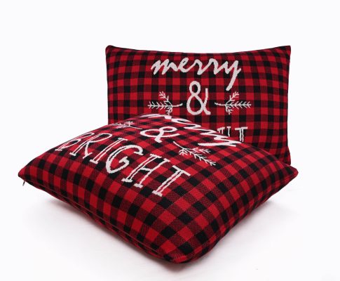Χριστουγεννιάτικο Μαξιλαράκι Merry & Bright (Red Multi) 100% cotton knitted Cushion 40x60 Liolios Home