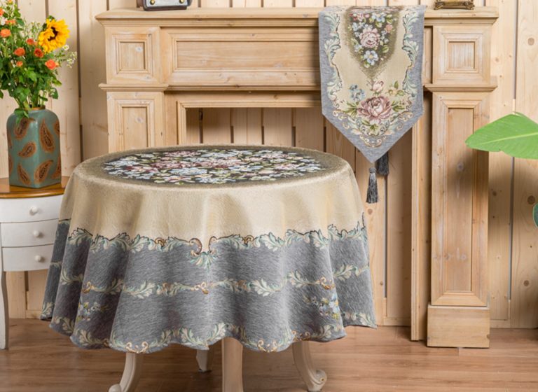 Τραπεζομάντηλο PLS-TB2212 (Στόφα DAMASCO) Grey 100% jacquard pol 170x170 Liolios Home - Image 2