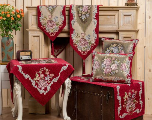 Τραπεζομάντηλο PLS-TB2212 (Στόφα DAMASCO) Burgundy 100% jacquard pol 150x250 Liolios Home