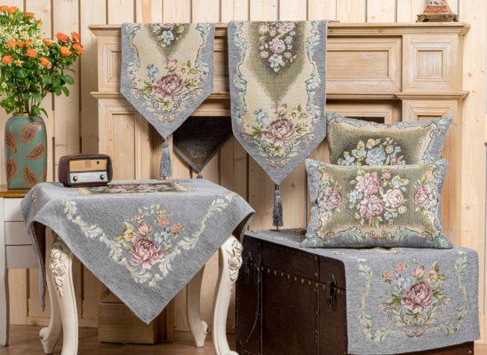 Τραπεζοκαρέ PLS-TB2212 (Στόφα DAMASCO) Grey 100% jacquard pol 140x140 Liolios Home