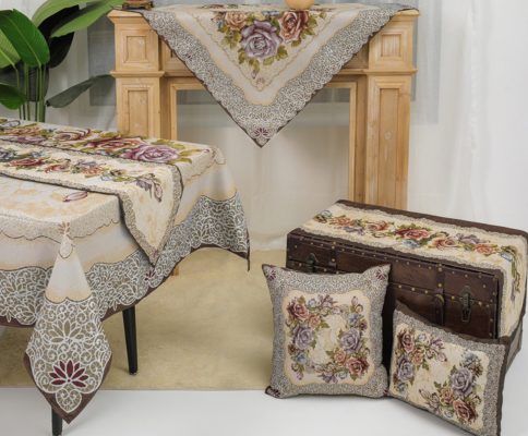 Τραπεζοκαρέ PLS-TB1124 (ΣΤΟΦΑ) Brown 100% jacquard pol 140x140 Liolios Home