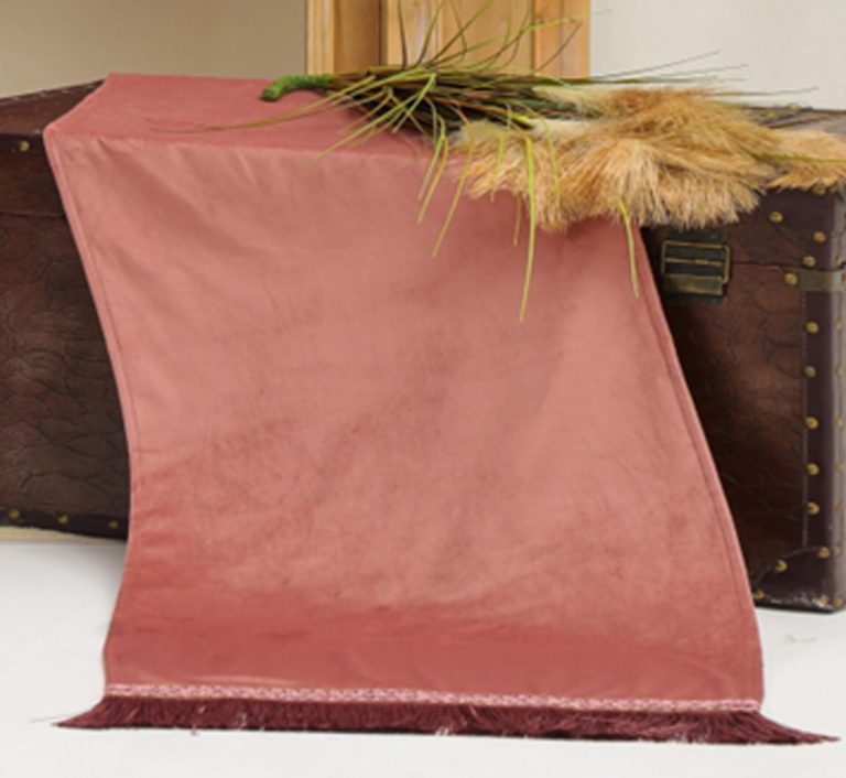 Τραβέρσα-Runner PLS-TB035 Old Pink (ΚΡΟΣΙ) Βελούδο με κρόσι, 100%pol. 42x160 Liolios Home - Image 2