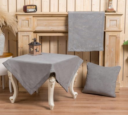 Τραπεζομάντηλο PLS-TB2206 (Grey) Velvet/Metal, 100%pol. 140x180 Liolios Home