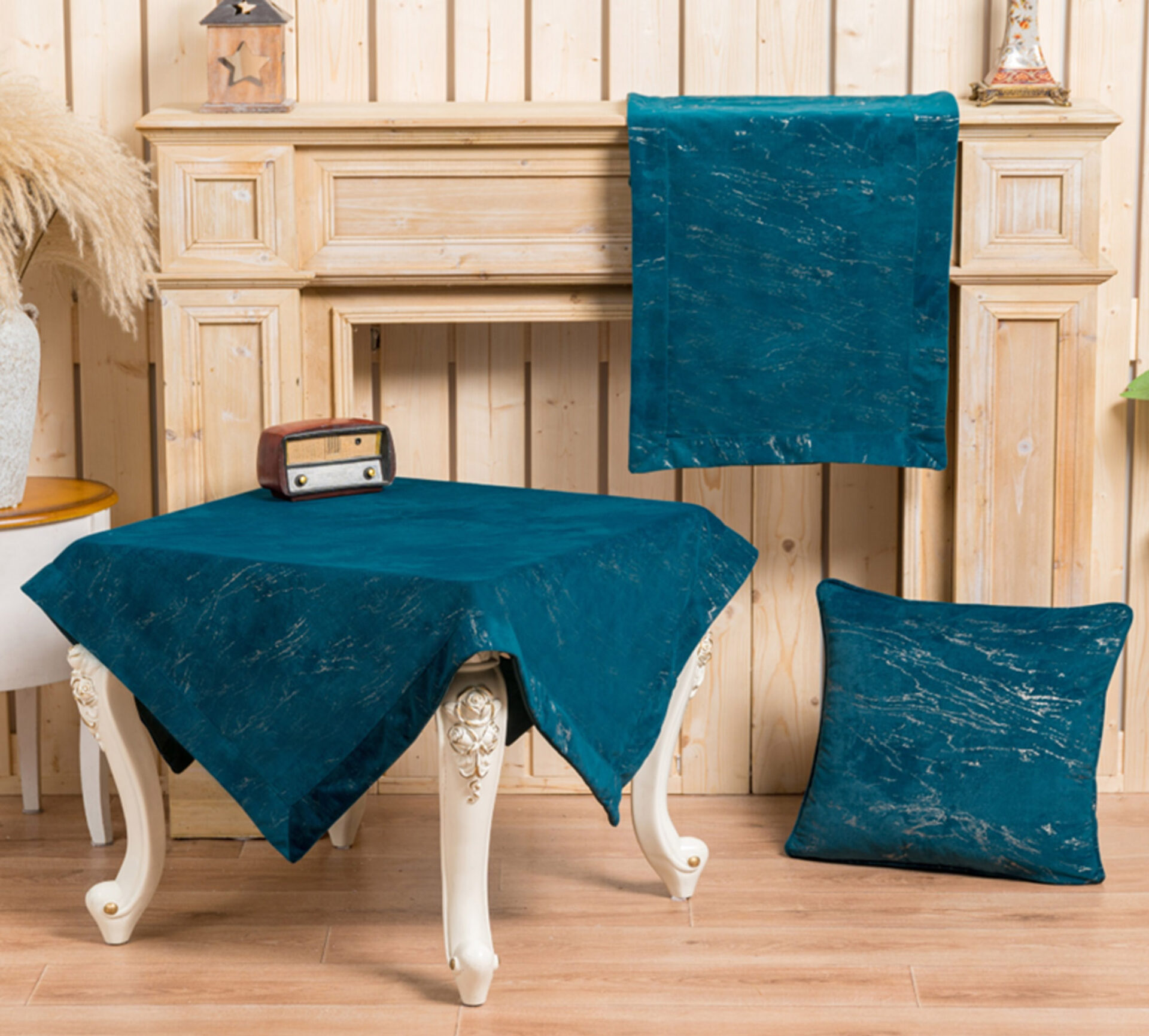 P189_PLS-TB2206_Petrol-5.jpg Καρέ PLS-TB2206 (Velvet/Metal) Petrol Velvet/Metal, 100%pol. 100x100 Liolios Home - Image 1