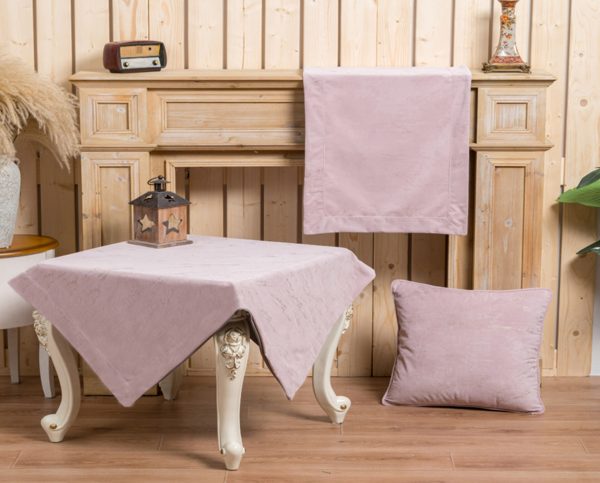 Τραπεζομάντηλο PLS-TB2206 (Velvet/Metal) Pink Velvet/Metal, 100%pol. 160x220 Liolios Home