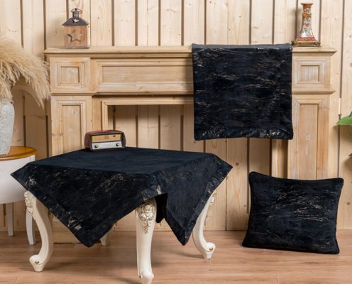 Καρέ PLS-TB2206 (Velvet/Metal) Black Velvet/Metal, 100%pol. 100x100 Liolios Home