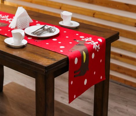 Χριστουγεννιάτικη Τραβέρσα Deer 100% cotton knitted 45x150 Liolios Home