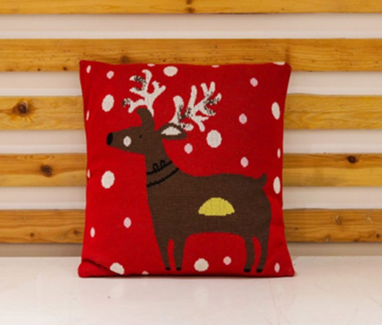 Χριστουγεννιάτικο Μαξιλαράκι Deer 100% cotton knitted Cushion 50x50 Liolios Home - Image 2