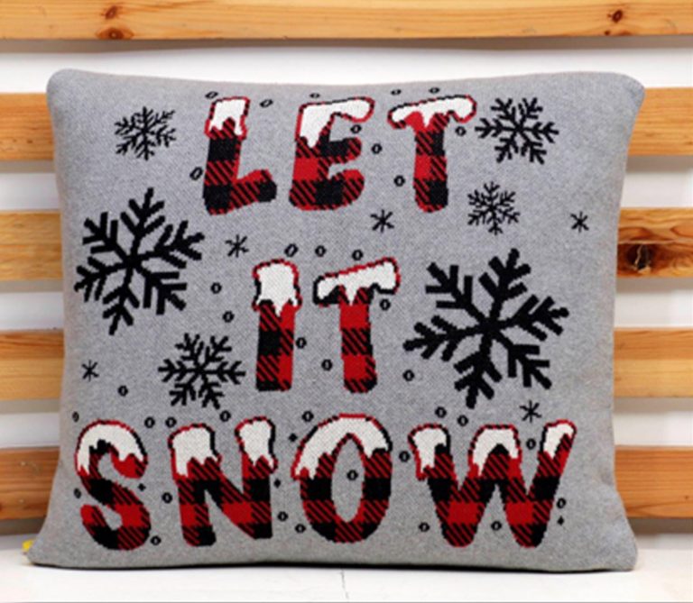 Χριστουγεννιάτικη Τραβέρσα Let it Snow 100% cotton knitted 45x150 Liolios Home - Image 2